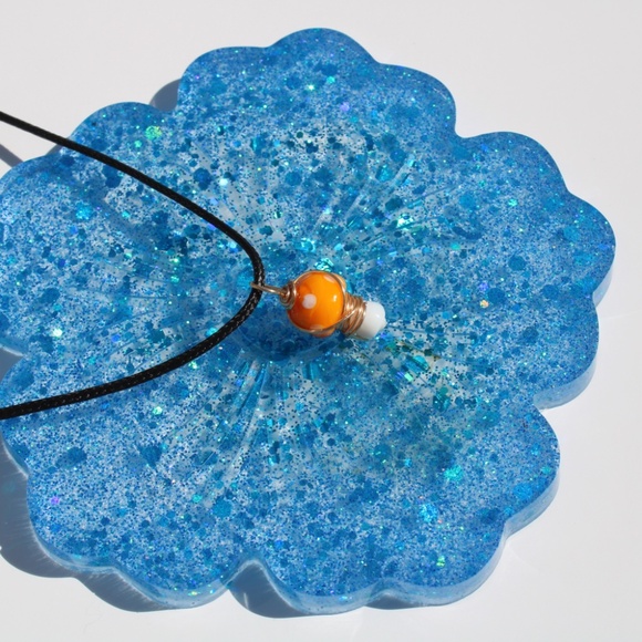 Orange Mushroom Pendant Necklace - Picture 3 of 9